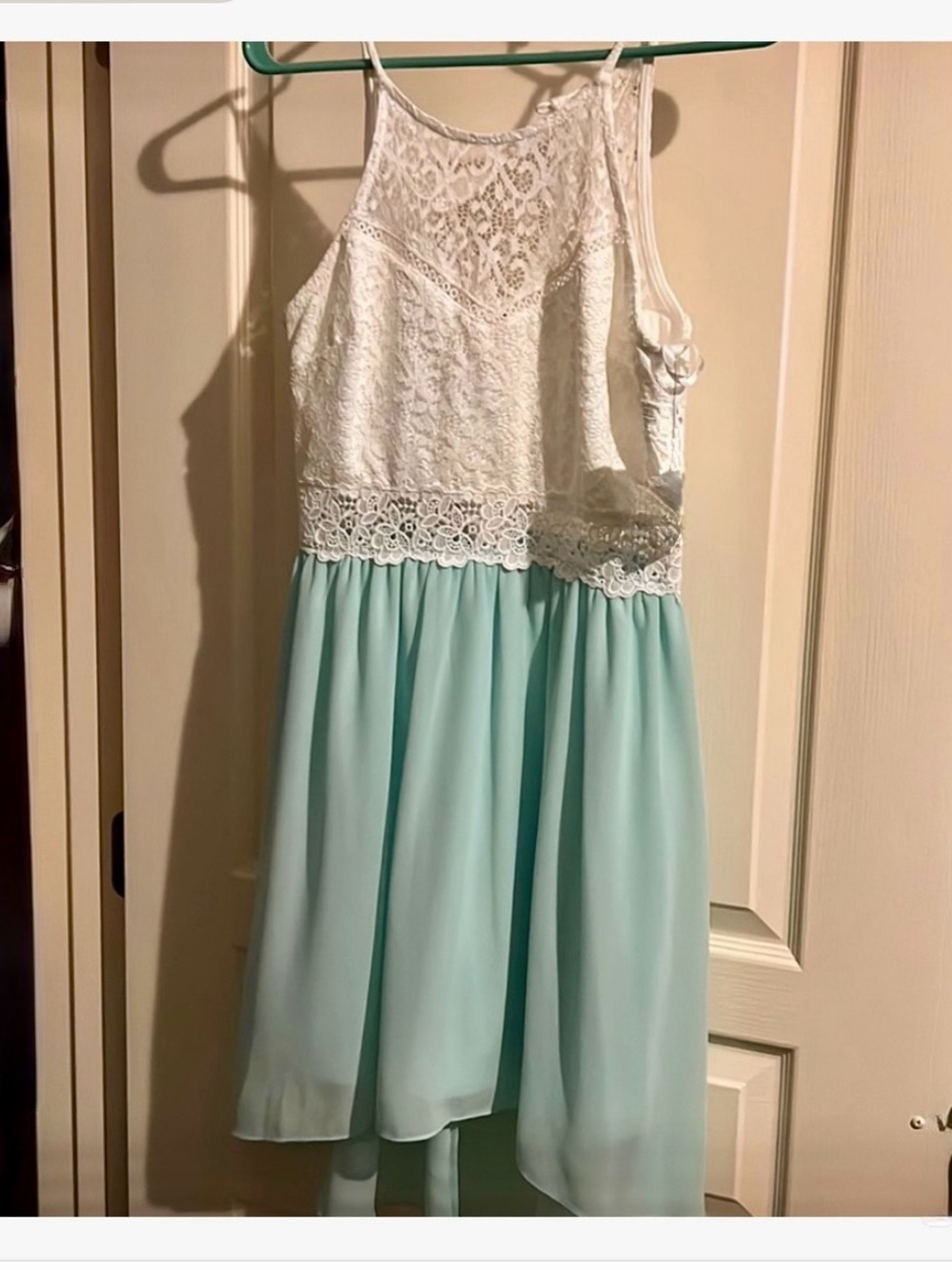 White Lace with aqua sheer fairy dress